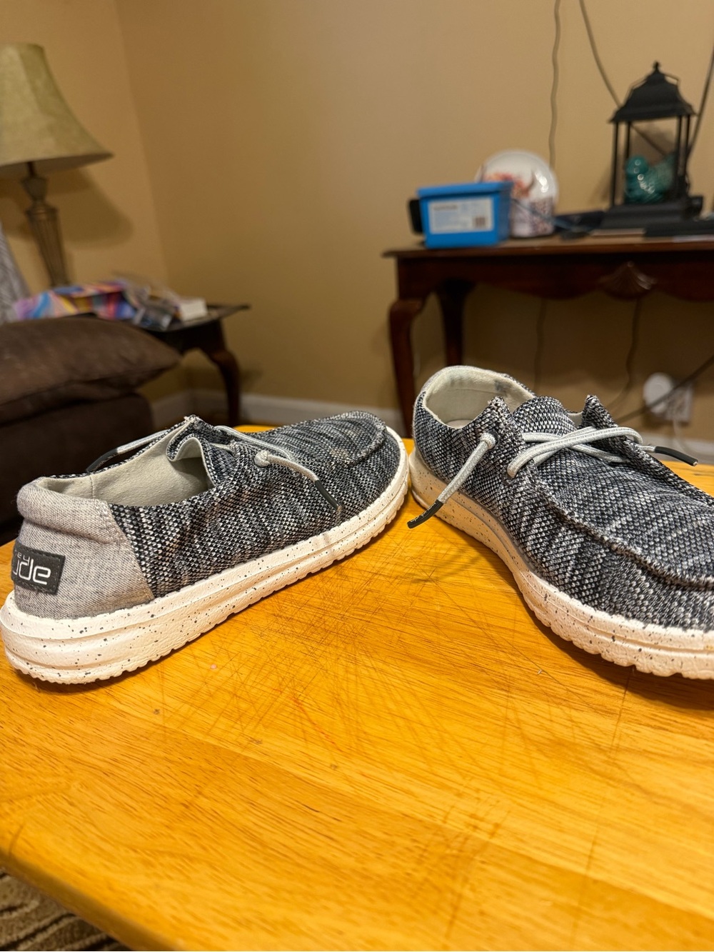 Hey Dude Slip-On Loafers in Charcoal Gray and White